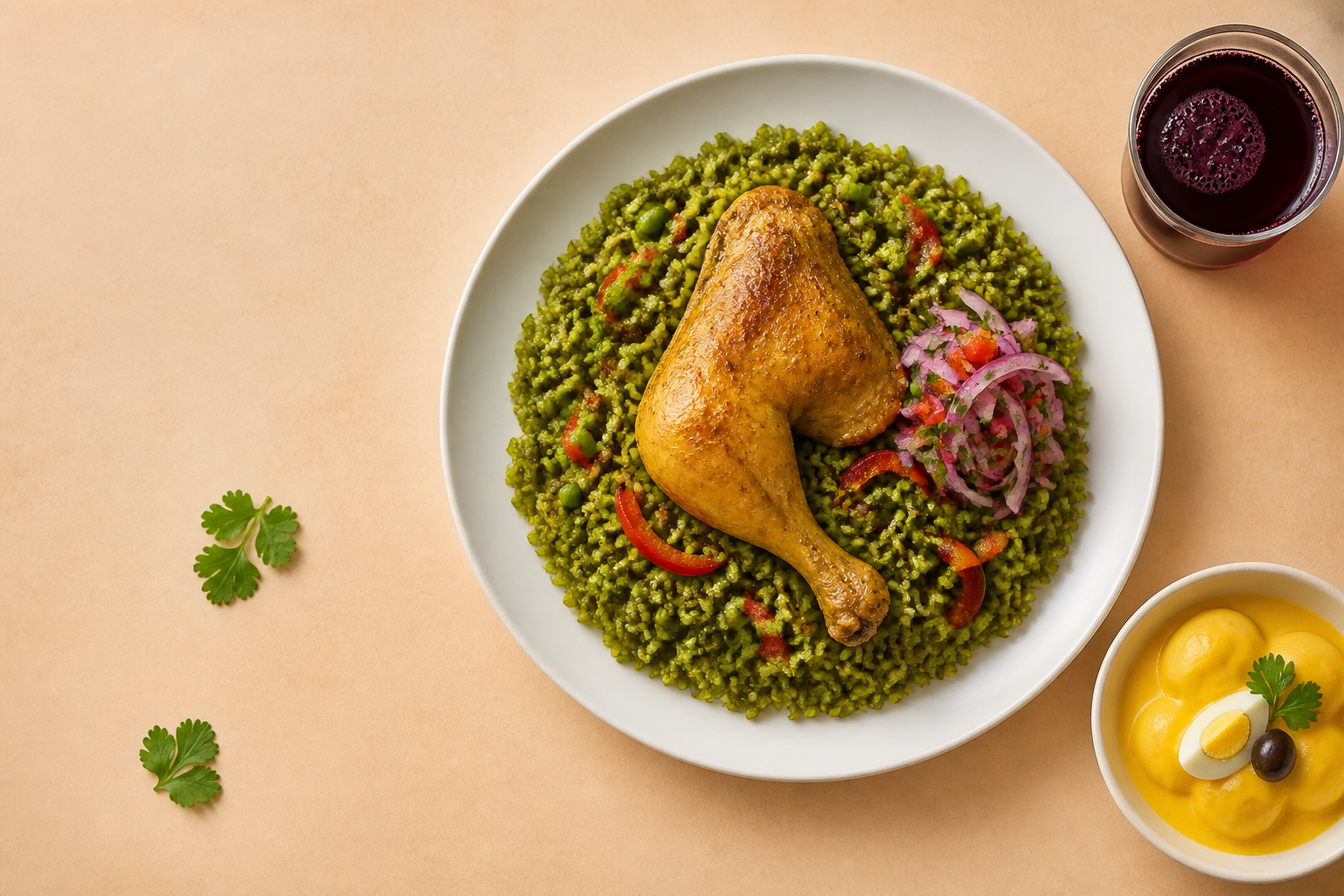 Plato peruano de arroz con pollo, fotografía usada como demostración